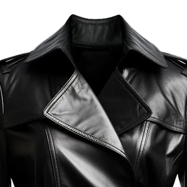 Women's Black Draken Long Genuine Leather Coat