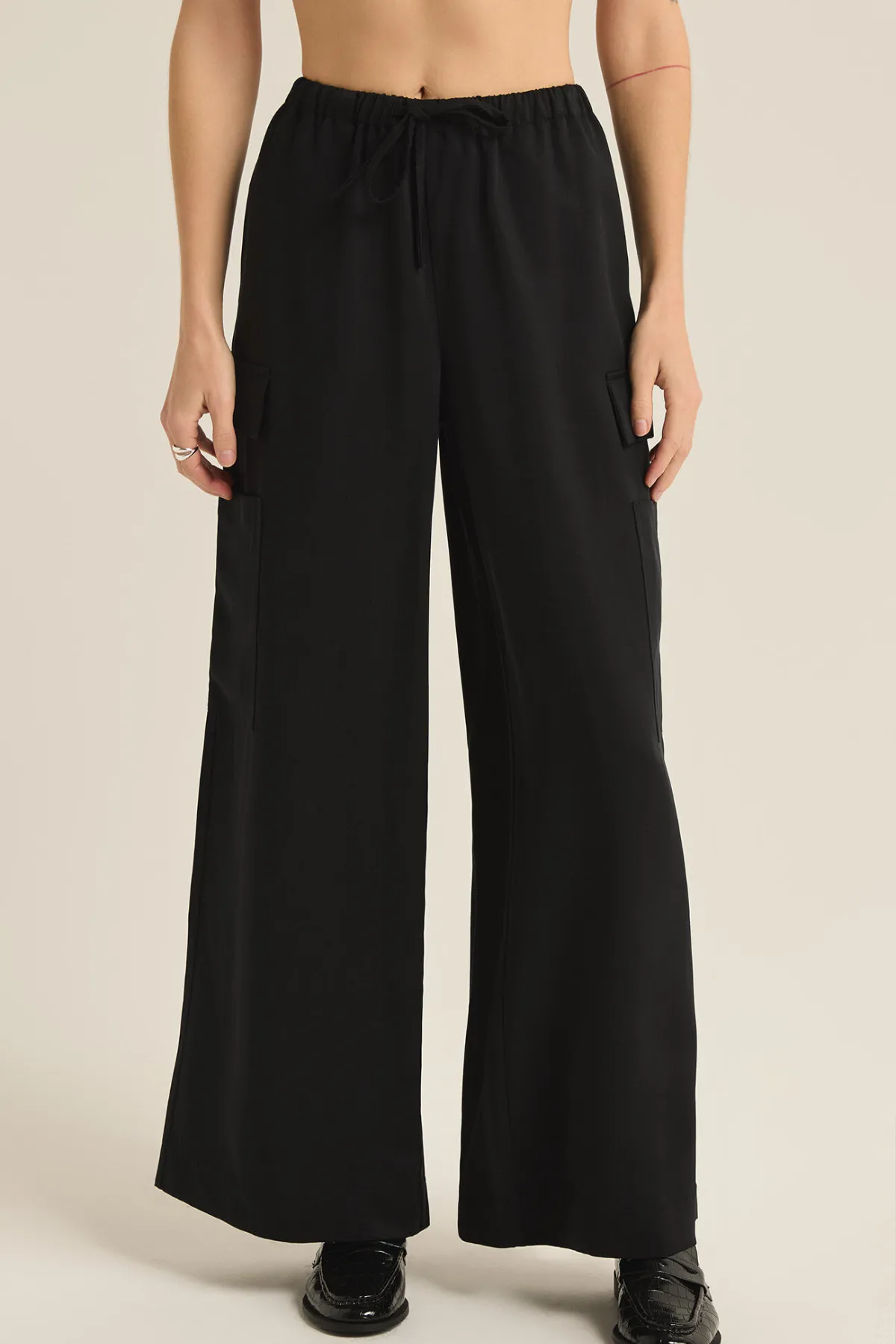 Z SUPPLY - RENEGADE WIDE LEG MARGO PANT BLACK